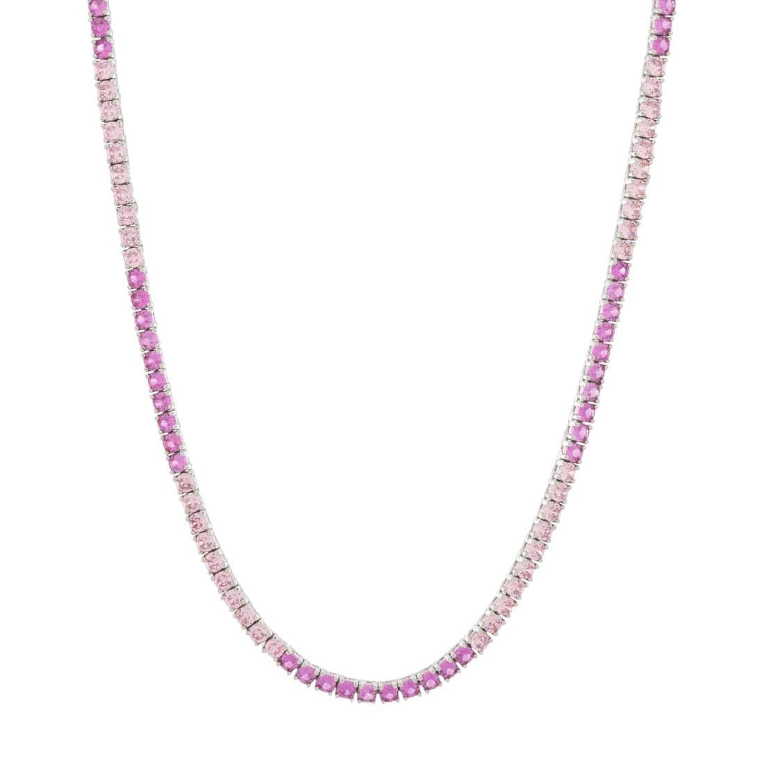 King Ice X Barbie 3mm You Can Be Anything Tennis Chain - White Gold/Pink - WHITE GOLD/PINK